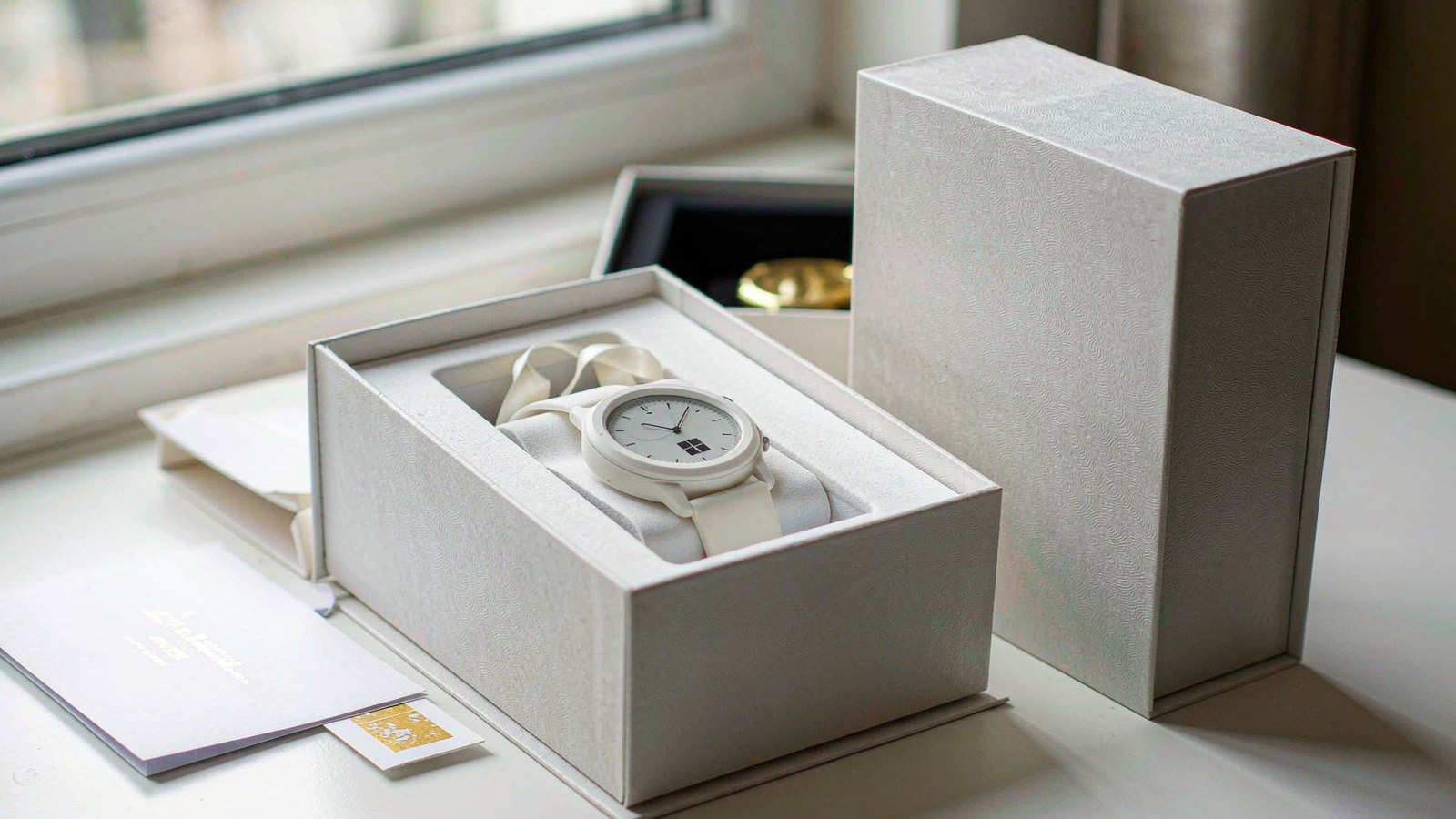 Premium corporate gift smart watch in a luxury presentation box